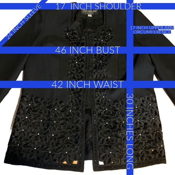 MOSHITA COUTURE BLACK CUT-OUT DESIGN BLAZER WITH RHINESTONE ACCENTS (18) - Picture 14 of 15